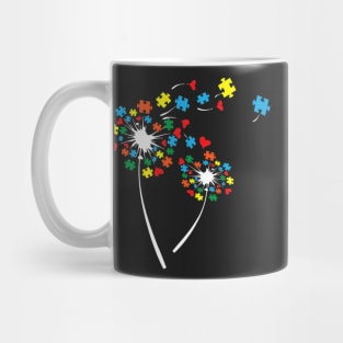 Autism Puzzle Pieces Dandelion Flower Cute Awareness Mug